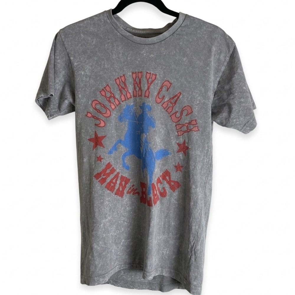 Johnny Cash Man In Black Mineral Wash Graphic Tee Small
